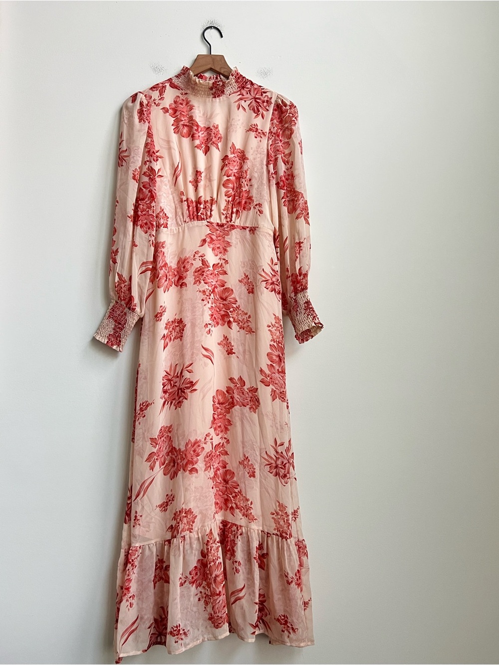 New Baltic Born Luciana Maxi Dress Beige Rose Floral Chiffon Boho Romantic M - Picture 6 of 16